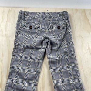 Vintage Y2K Hollister Co Dress Pants Womens 5 Gray Plaid Bootcut Stretch Twill